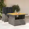 Image de vidaXL Ensemble à manger de jardin et coussins 2 pcs gris rotin
