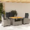 Image de vidaXL Ensemble à manger jardin 4pcs et coussins Gris Résine tressée