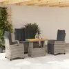 Image de vidaXL Ensemble à manger jardin 4pcs et coussins Gris Résine tressée