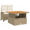 Image de vidaXL Ensemble à Manger de Jardin avec Coussins 2 pcs, Table de Terrasse, Ensemble de Meubles de Patio, Mobilier d'Extérieur, Beige Résine Tressée