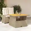 Image de vidaXL Ensemble à manger de jardin et coussins 2 pcs beige poly rotin
