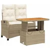 Image de vidaXL Ensemble à Manger de Jardin avec Coussins 2 pcs, Table de Terrasse, Ensemble de Meubles de Patio, Mobilier d'Extérieur, Beige Résine Tressée