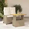 Image de vidaXL Ensemble à manger de jardin et coussins 2 pcs beige poly rotin