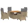 Image de vidaXL Ensemble à Manger de Jardin avec Coussins 5pcs, Table de Terrasse, Ensemble de Meubles de Patio, Mobilier d'Extérieur, Beige Résine Tressée