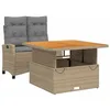 Image de vidaXL Ensemble à Manger de Jardin avec Coussins 2 pcs, Table de Terrasse, Ensemble de Meubles de Patio, Mobilier d'Extérieur, Beige Résine Tressée