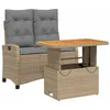Image de vidaXL Ensemble à Manger de Jardin avec Coussins 2 pcs, Table de Terrasse, Ensemble de Meubles de Patio, Mobilier d'Extérieur, Beige Résine Tressée