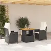 Image de vidaXL Ensemble à manger de jardin avec coussins 3 pcs Noir