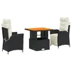 Image de vidaXL Ensemble à Manger de Jardin avec Coussins 3 pcs, Table de Terrasse, Meubles de Patio, Mobilier d'Extérieur, Noir Résine Tressée