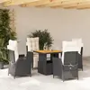 Image de vidaXL Ensemble à manger de jardin coussins 5pcs Noir Résine tressée
