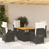 Image de vidaXL Ensemble à manger de jardin coussins 5pcs Noir Résine tressée