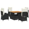 Image de vidaXL Ensemble à Manger de Jardin avec Coussins 5pcs, Table de Terrasse, Ensemble de Meubles de Patio, Mobilier d'Extérieur, Noir Résine Tressée