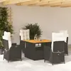 Image de vidaXL Ensemble à manger de jardin coussins 5pcs Noir Résine tressée