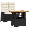 Image de vidaXL Ensemble à Manger de Jardin avec Coussins 2pcs, Table de Terrasse, Ensemble de Meubles de Patio, Mobilier d'Extérieur, Noir Résine Tressée