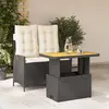 Image de vidaXL Ensemble à manger de jardin coussins 2pcs noir résine tressée