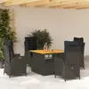 Image de vidaXL Ensemble à manger de jardin coussins 5pcs Noir Résine tressée