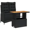 Image de vidaXL Ensemble à Manger de Jardin avec Coussins 2pcs, Table de Terrasse, Ensemble de Meubles de Patio, Mobilier d'Extérieur, Noir Résine Tressée