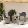 Image de vidaXL Ensemble à manger de jardin 5 pcs coussins gris résine tressée