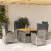 Image de vidaXL Ensemble à manger de jardin 5 pcs coussins gris résine tressée