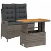 Image de vidaXL Ensemble à Manger de Jardin avec Coussins 2 pcs, Table de Terrasse, Ensemble de Meubles de Patio, Mobilier d'Extérieur, Gris Résine Tressée