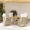 Image de vidaXL Ensemble à manger de jardin avec coussins 5pcs Beige poly rotin