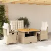 Image de vidaXL Ensemble à manger de jardin coussins 4 pcs beige résine tressée