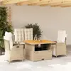 Image de vidaXL Ensemble à manger de jardin coussins 4 pcs beige résine tressée