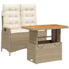 Image de vidaXL Ensemble à Manger de Jardin avec Coussins 2 pcs, Table de Terrasse, Ensemble de Meubles de Patio, Mobilier d'Extérieur, Beige Résine Tressée