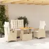 Image de vidaXL Ensemble à manger de jardin coussins 4 pcs beige résine tressée