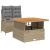 Image de vidaXL Ensemble à Manger de Jardin avec Coussins 2 pcs, Table de Terrasse, Ensemble de Meubles de Patio, Mobilier d'Extérieur, Beige Résine Tressée