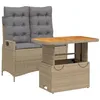 Image de vidaXL Ensemble à Manger de Jardin avec Coussins 2 pcs, Table de Terrasse, Ensemble de Meubles de Patio, Mobilier d'Extérieur, Beige Résine Tressée