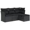 Image de vidaXL Salon de Jardin 4 pcs avec Coussins Noir résine tressée