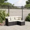 Image de vidaXL Salon de jardin 4 pcs avec coussins noir résine tressée