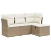 Image de vidaXL Salon de Jardin avec Coussins 4 pcs Beige résine tressée