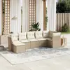 Image de vidaXL Salon de jardin avec coussins 7 pcs beige résine tressée