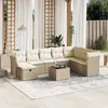 Image de vidaXL Salon de jardin avec coussins 9 pcs beige résine tressée