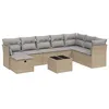 Image de vidaXL Salon de Jardin avec Coussins 9pcs mélange Beige résine tressée