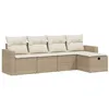 Image de vidaXL Salon de Jardin avec Coussins 5 pcs, Canapés de Terrasse, Ensemble de Meubles de Patio, Mobilier d'Extérieur, Beige Résine Tressée