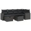 Image de vidaXL Salon de Jardin 7 pcs avec Coussins Noir résine tressée