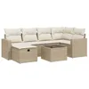 Image de vidaXL Salon de Jardin avec Coussins 7 pcs, Canapés de Terrasse, Ensemble de Meubles de Patio, Mobilier d'Extérieur, Beige Résine Tressée