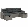 Image de vidaXL Salon de Jardin avec Coussins 6 pcs, Canapés de Terrasse, Ensemble de Meubles de Patio, Mobilier d'Extérieur, Gris Résine Tressée
