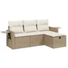 Image de vidaXL Salon de Jardin avec Coussins 4 pcs, Canapés de Terrasse, Ensemble de Meubles de Patio, Mobilier d'Extérieur, Beige Résine Tressée