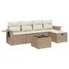 Image de vidaXL Salon de Jardin avec Coussins 6 pcs Beige résine tressée