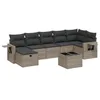 Image de vidaXL Salon de Jardin avec Coussins 8 pcs, Canapés de Terrasse, Ensemble de Meubles de Patio, Mobilier d'Extérieur, Gris Résine Tressée