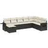 Image de vidaXL Salon de Jardin 8 pcs avec Coussins Noir résine tressée