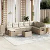 Image de vidaXL Salon de jardin avec coussins 9 pcs beige résine tressée