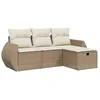 Image de vidaXL Salon de Jardin avec Coussins 4 pcs, Canapés de Terrasse, Ensemble de Meubles de Patio, Mobilier d'Extérieur, Beige Résine Tressée