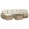 Image de vidaXL Salon de Jardin avec Coussins 7 pcs, Canapés de Terrasse, Ensemble de Meubles de Patio, Mobilier d'Extérieur, Beige Résine Tressée