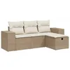 Image de vidaXL Salon de Jardin avec Coussins 4 pcs, Canapés de Terrasse, Ensemble de Meubles de Patio, Mobilier d'Extérieur, Beige Résine Tressée