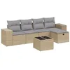 Image de vidaXL Salon de Jardin avec Coussins 6pcs mélange Beige résine tressée