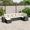 Image de vidaXL Salon de jardin 7 pcs avec coussins noir résine tressée
